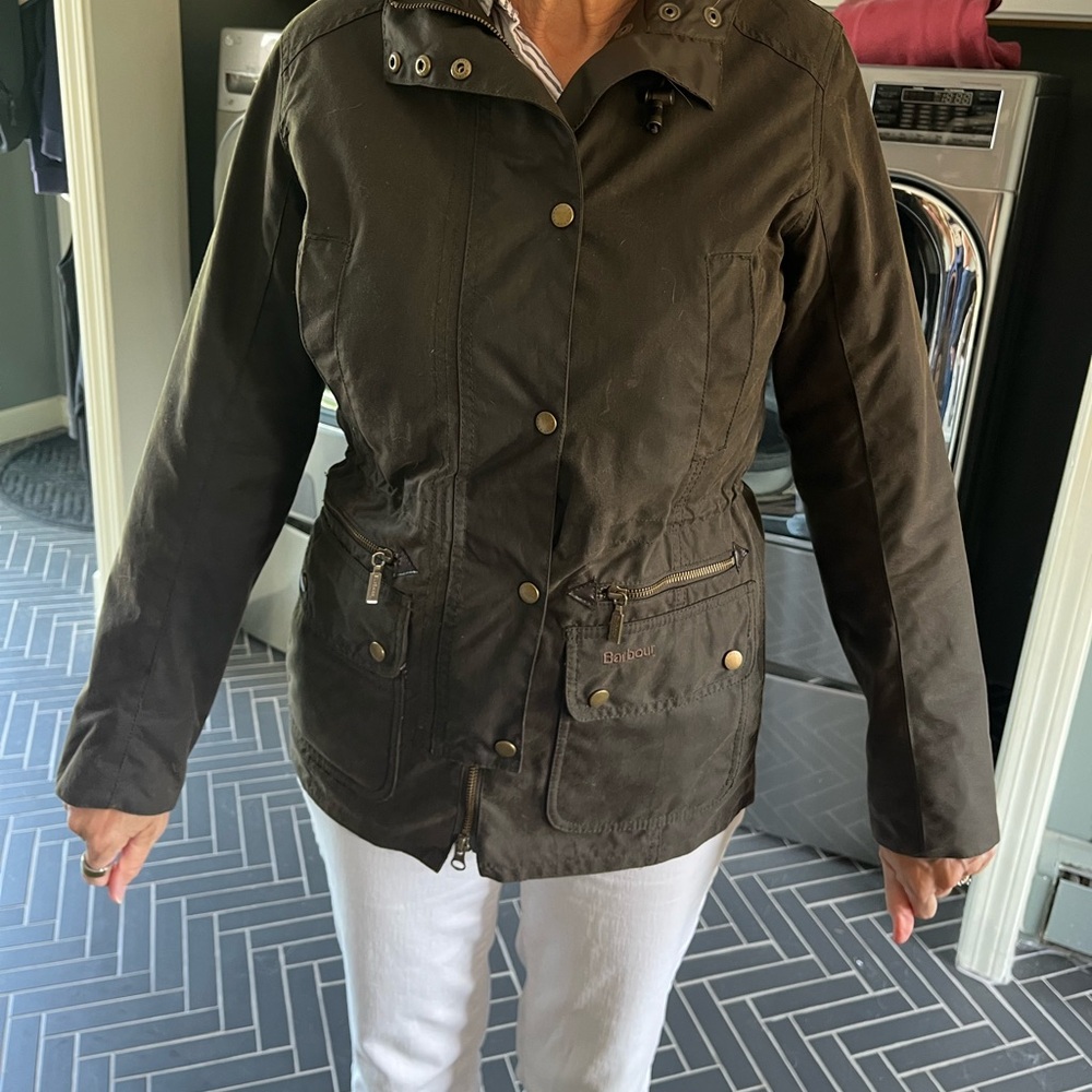 Barbour Kelsall Faux Fur & Faux Shearling Trim Waxed Cotton Parka